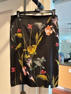 Ted Baker Black Floral Pencil Skirt - Women's Elegant Floral Print